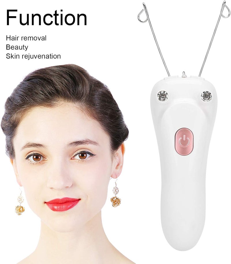 Sunicon Ladies Facial Hair Remover, Electric Facial Hair Remover for Women USB Rechargeable Thread Epilator Cotton Threading Hair Removal with Cotton Thread and Pearl Powder for Face Arms Legs(Pinks) - Image 2